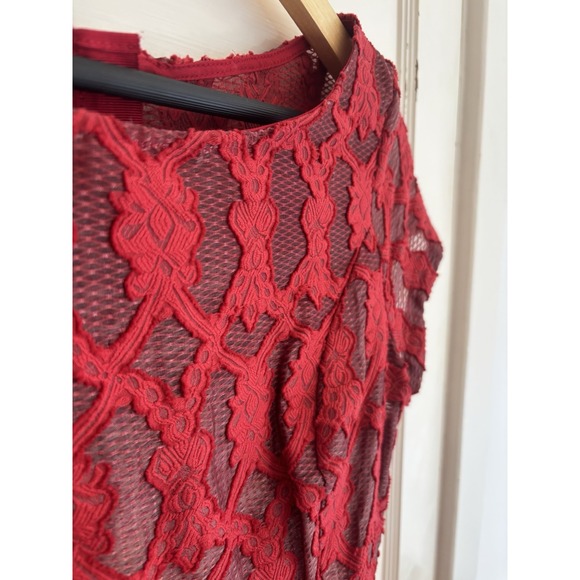 Antropologie Moulinette‎ Soeurs Rubied Lace Rouge Red Dress Knee Length Size 0 - Picture 3 of 9